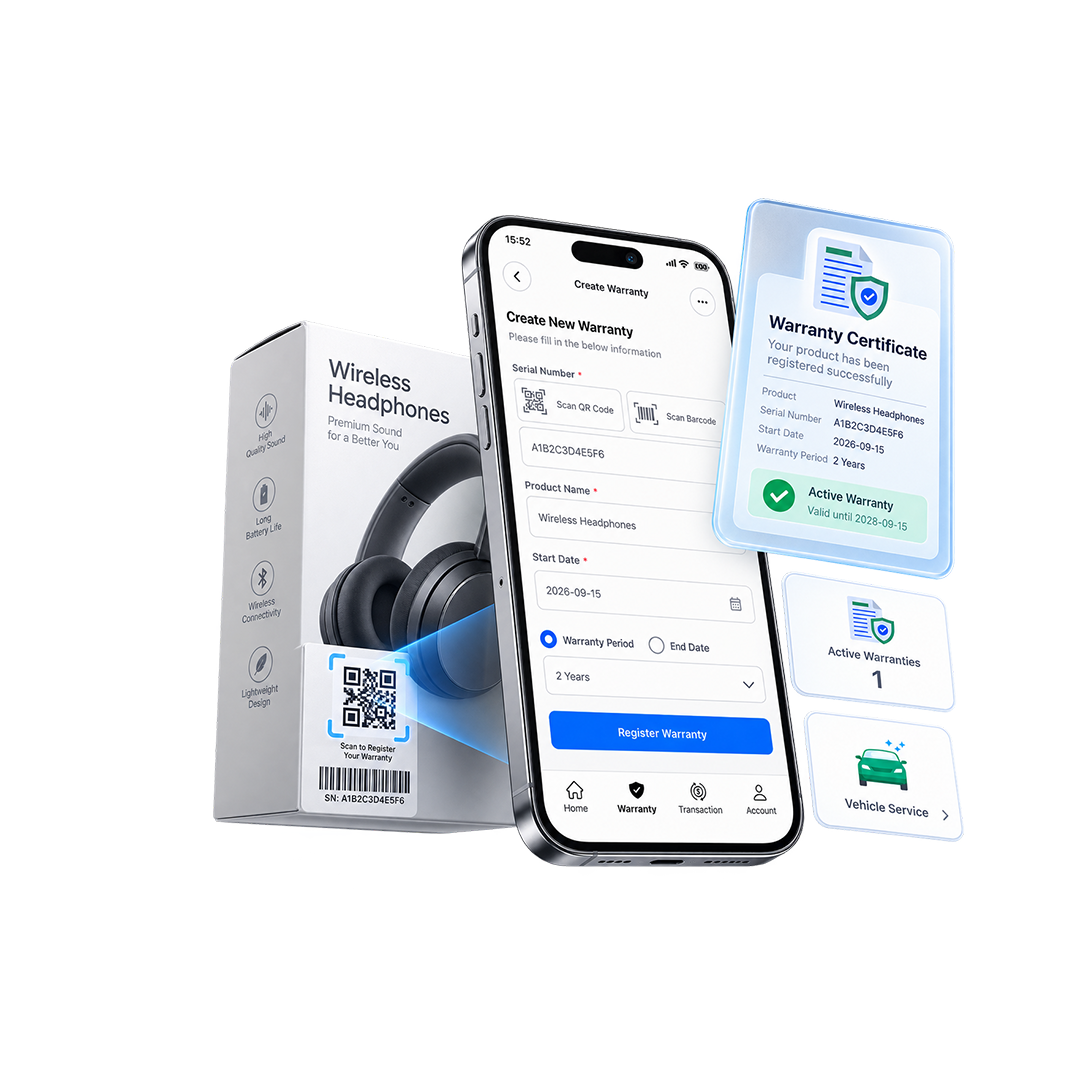 Customer scanning QR code for instant warranty registration